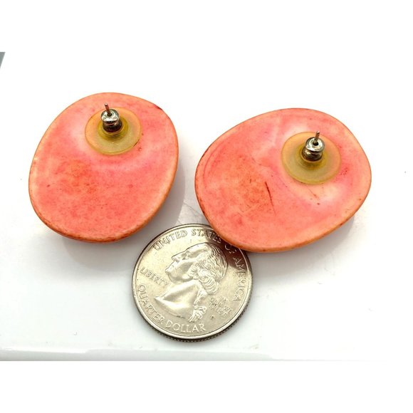 Vintage Beige and Coral Beaded Parure, Resin Necklace and Matching Stud Earrings - Picture 9 of 9